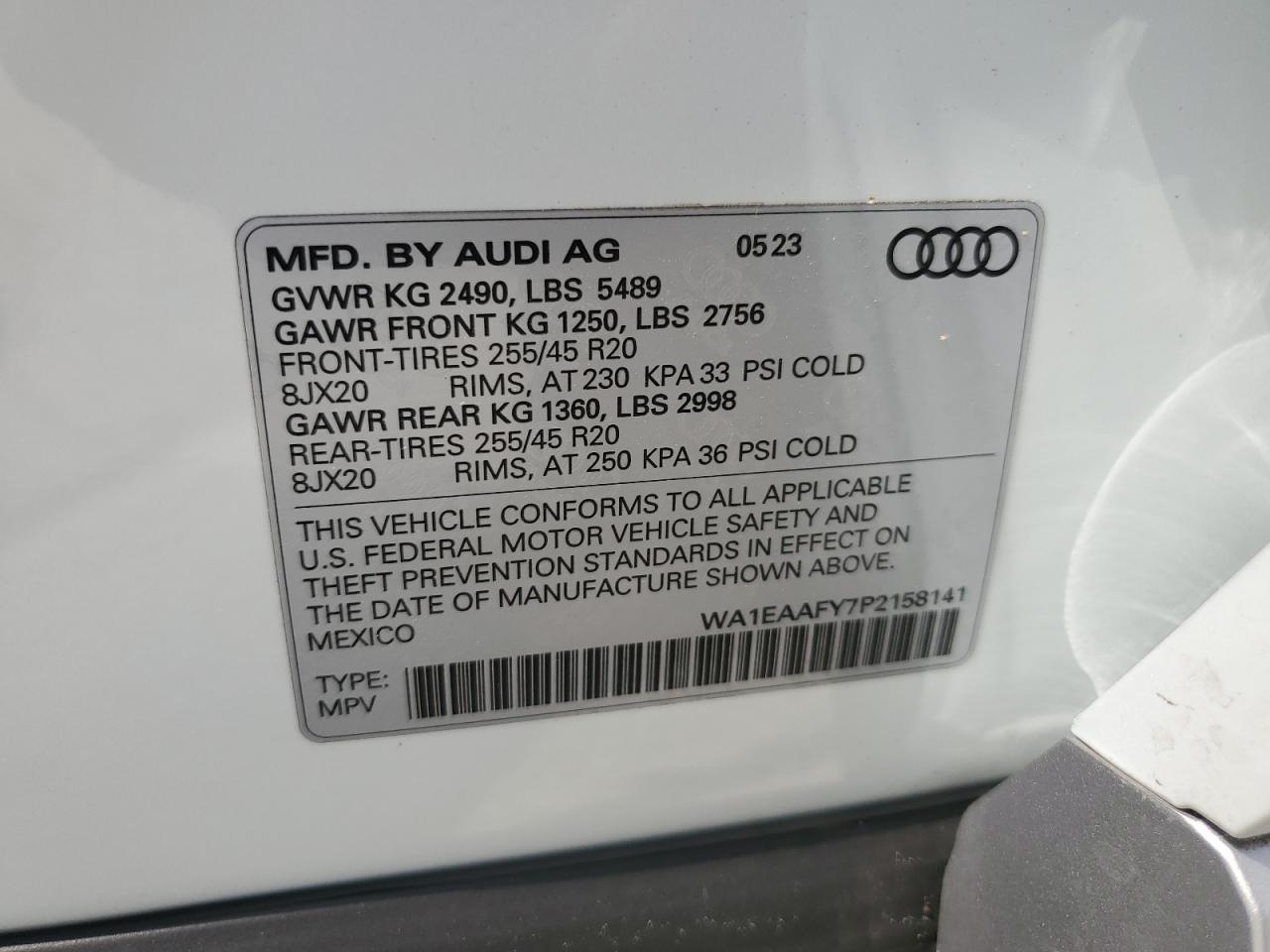 WA1EAAFY7P2158141 2023 Audi Q5 Premium Plus 45