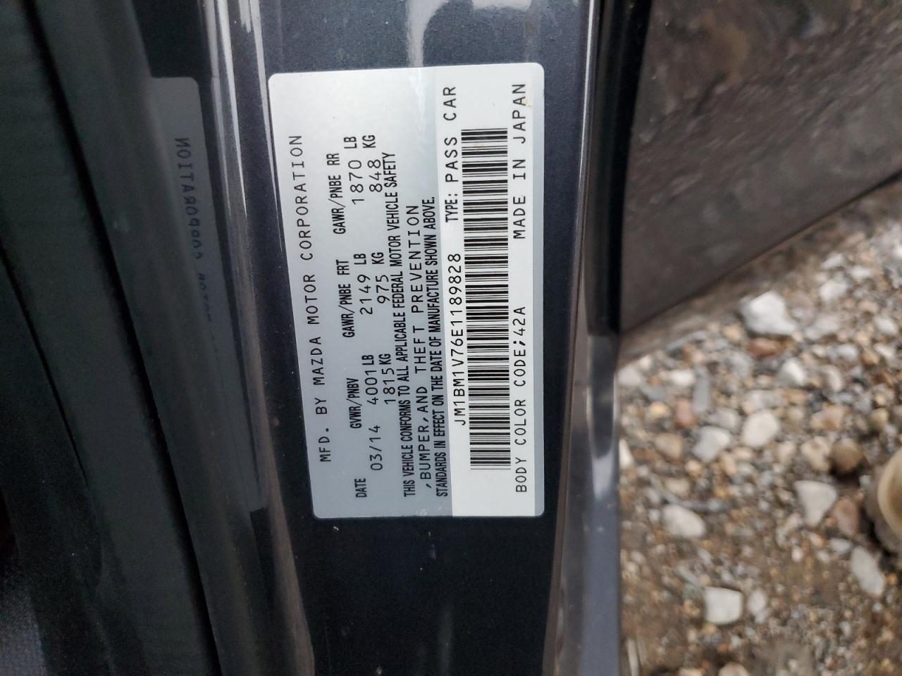 JM1BM1V76E1189828 2014 Mazda 3 Touring