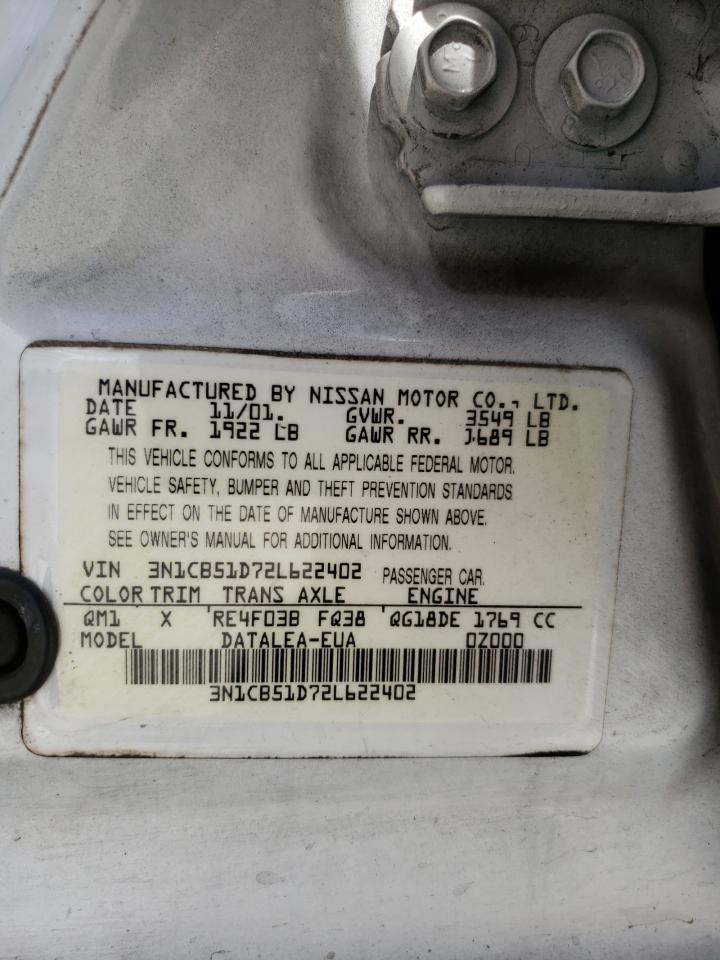 3N1CB51D72L622402 2002 Nissan Sentra Xe