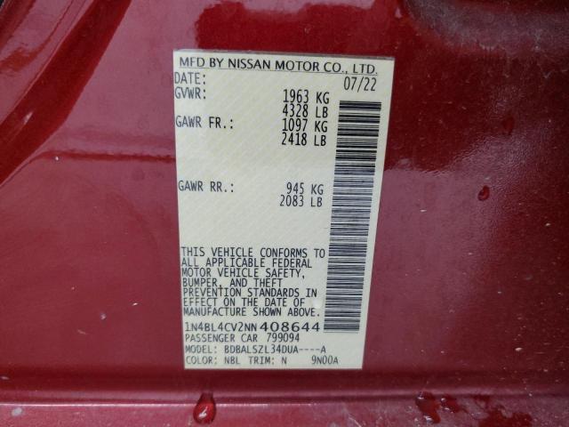 2022 Nissan Altima Sr VIN: 1N4BL4CV2NN408644 Lot: 60457374