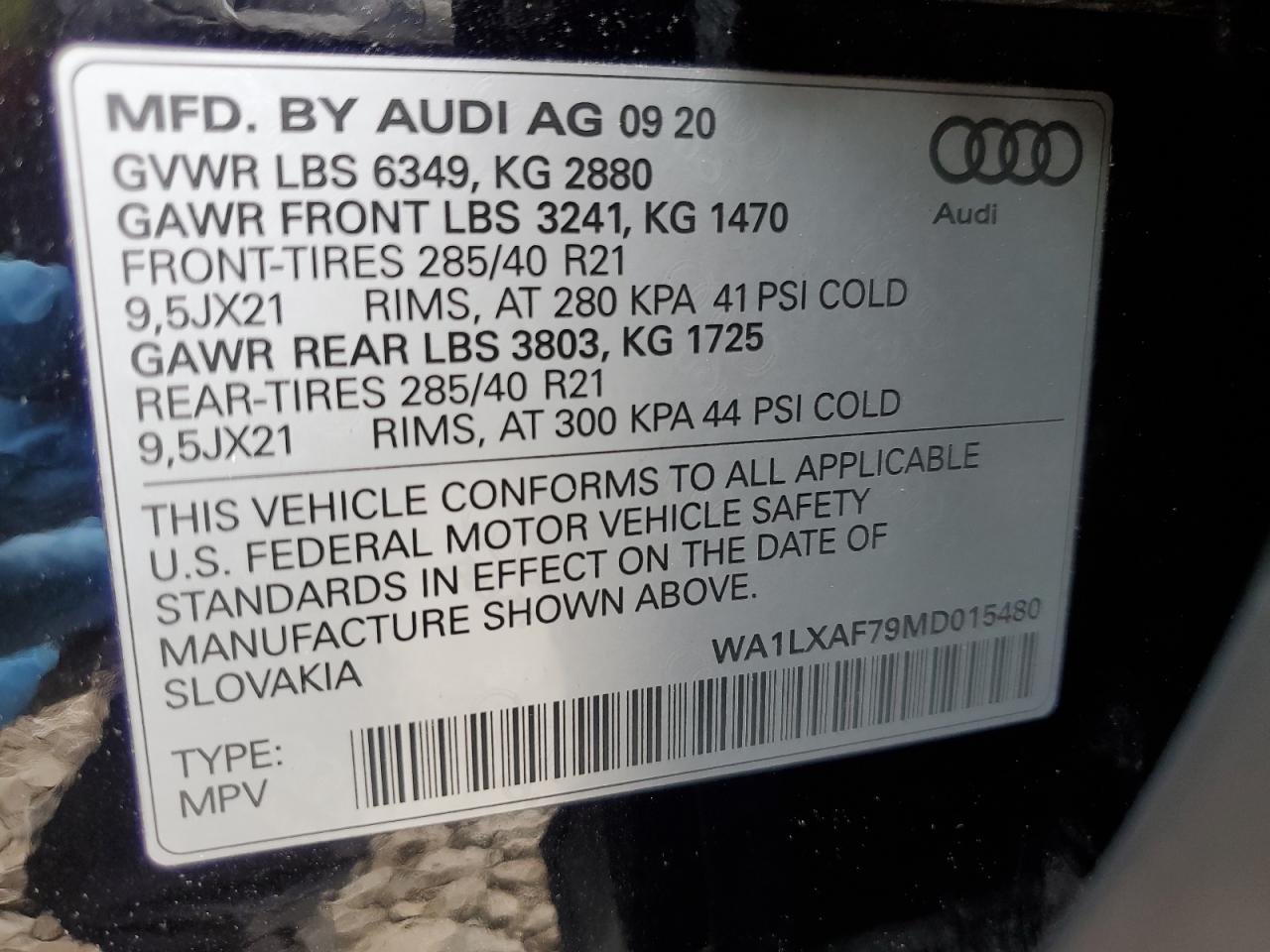 WA1LXAF79MD015480 2021 Audi Q7 Premium Plus