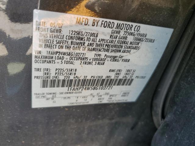 2008 Ford Taurus Sel VIN: 1FAHP24W58G102721 Lot: 58776324