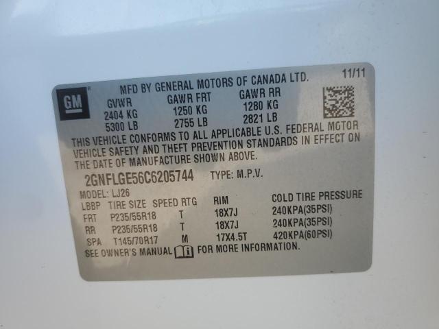 2GNFLGE56C6205744 2012 Chevrolet Equinox Ltz