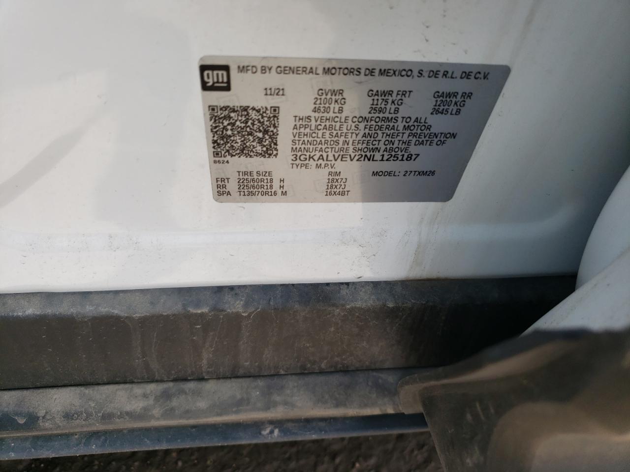 3GKALVEV2NL125187 2022 GMC Terrain Slt