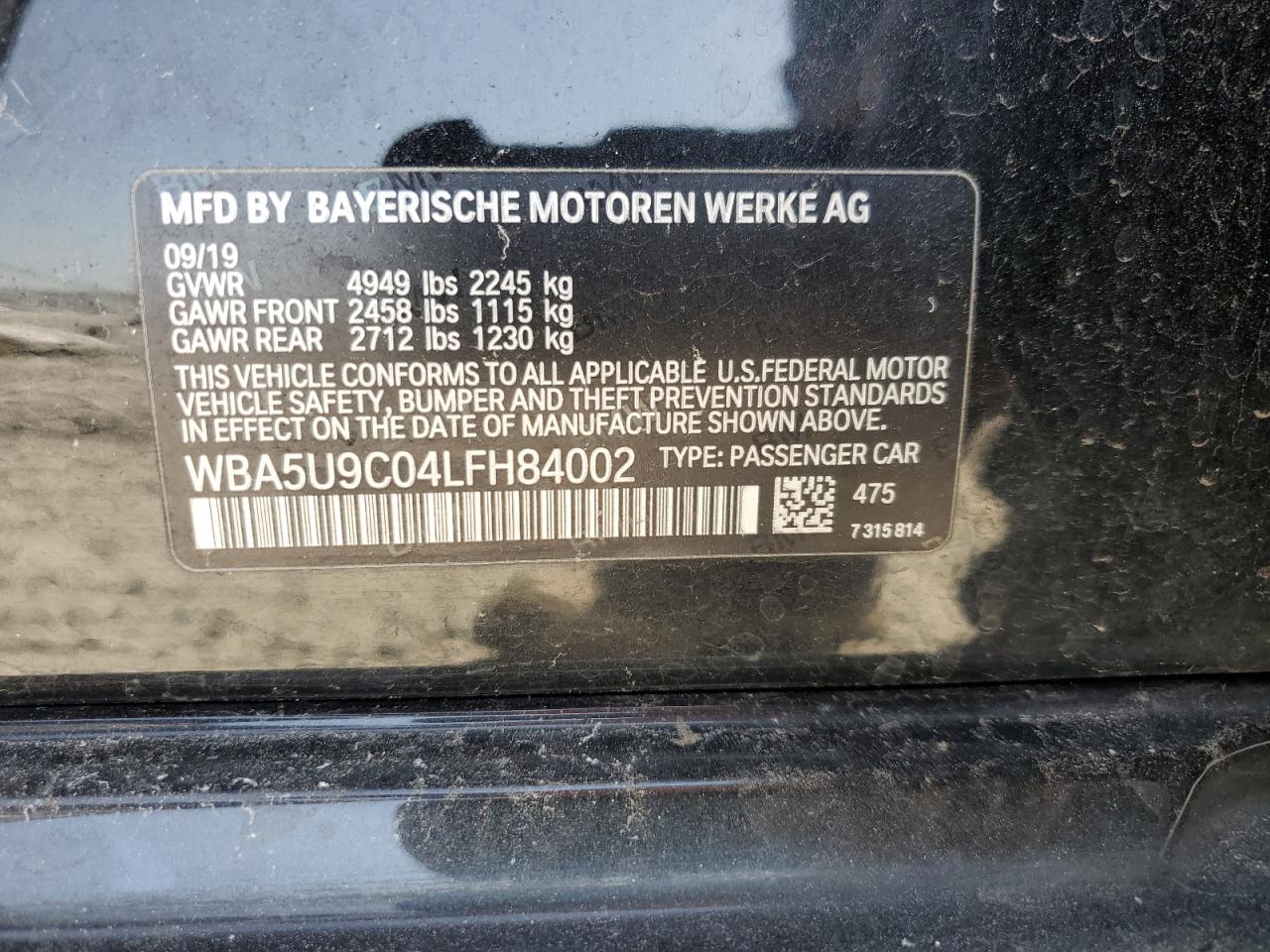 WBA5U9C04LFH84002 2020 BMW M340Xi