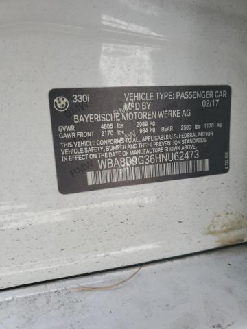 2017 BMW 330 Xi VIN: WBA8D9G36HNU62473 Lot: 58841154
