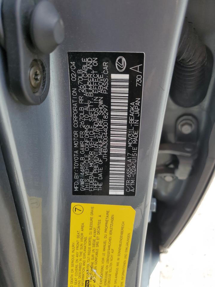 JTHBA30G440018297 2004 Lexus Es 330