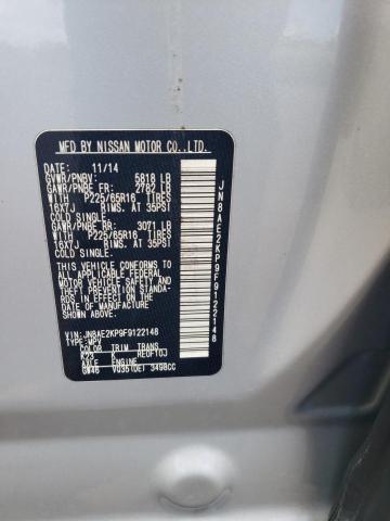 2015 Nissan Quest S VIN: JN8AE2KP9F9122148 Lot: 60342054