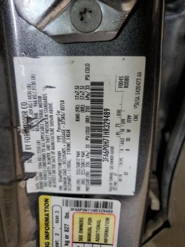 2017 Ford Fusion Se VIN: 3FA6P0H71HR329489 Lot: 57609154