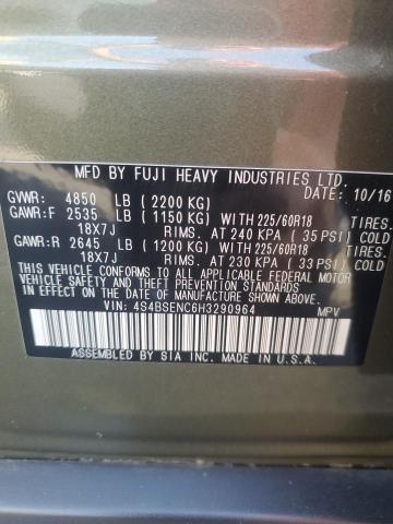 2017 Subaru Outback 3.6R Limited VIN: 4S4BSENC6H3290964 Lot: 60487144