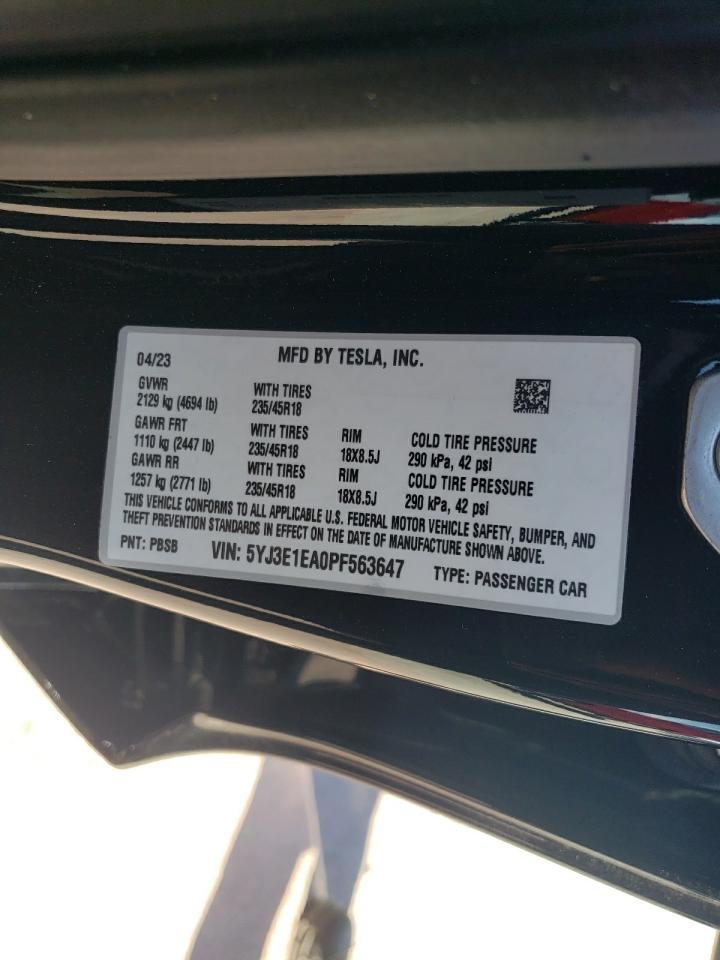 5YJ3E1EA0PF563647 2023 Tesla Model 3