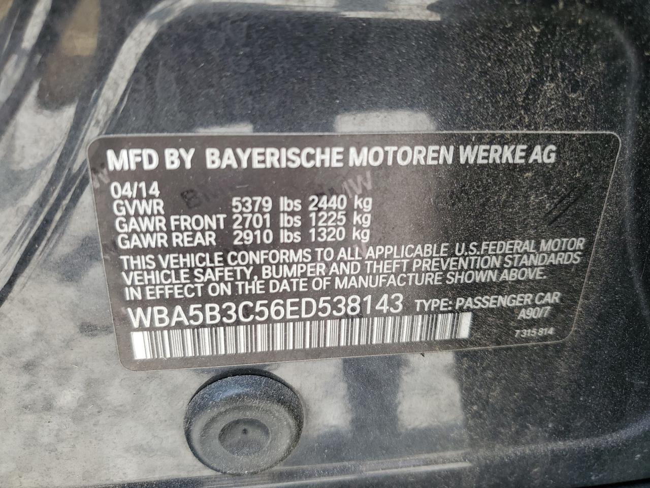 WBA5B3C56ED538143 2014 BMW 535 Xi