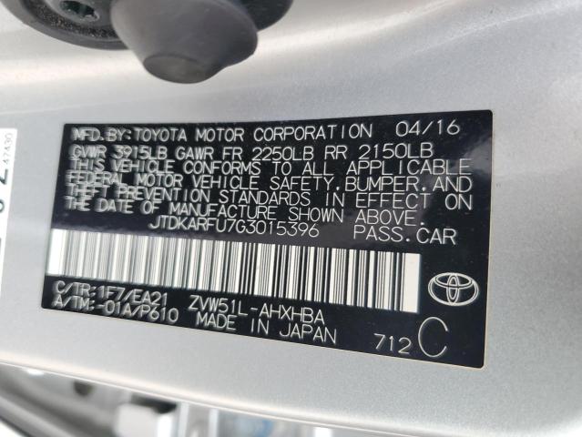 2016 Toyota Prius VIN: JTDKARFU7G3015396 Lot: 59878404