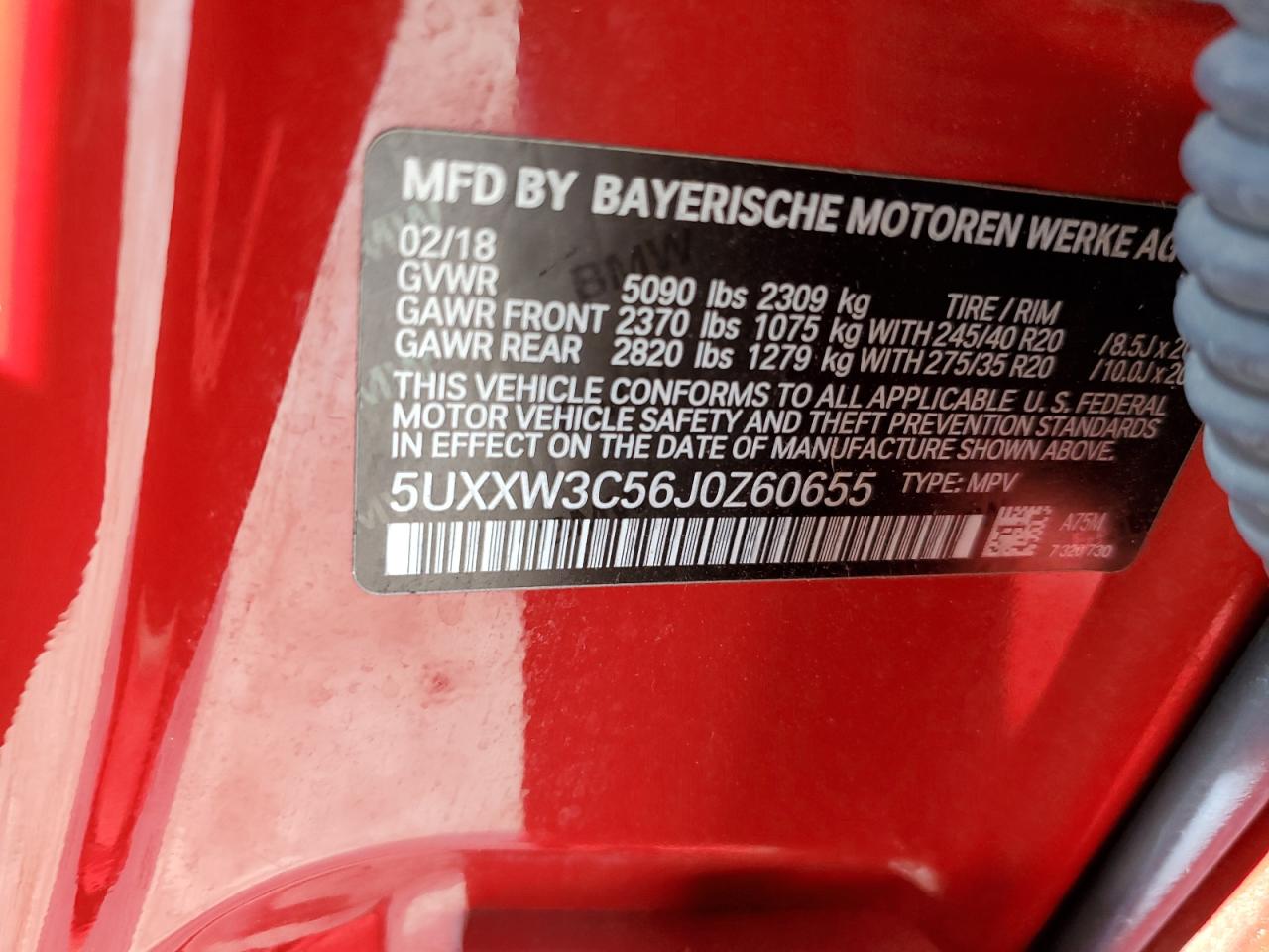 5UXXW3C56J0Z60655 2018 BMW X4 xDrive28I