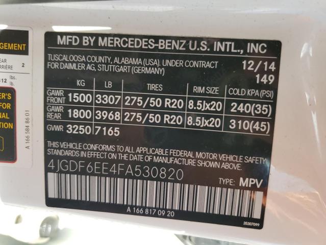 VIN 4JGDF6EE4FA530820 2015 Mercedes-Benz GL-Class, ... no.13