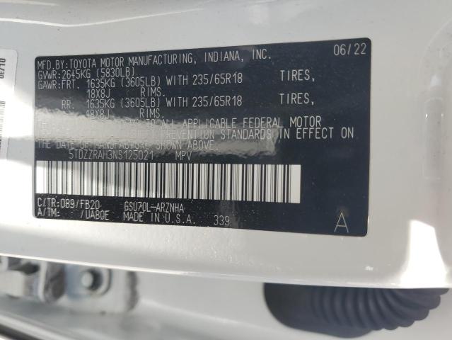 2022 Toyota Highlander L VIN: 5TDZZRAH3NS125021 Lot: 60116894