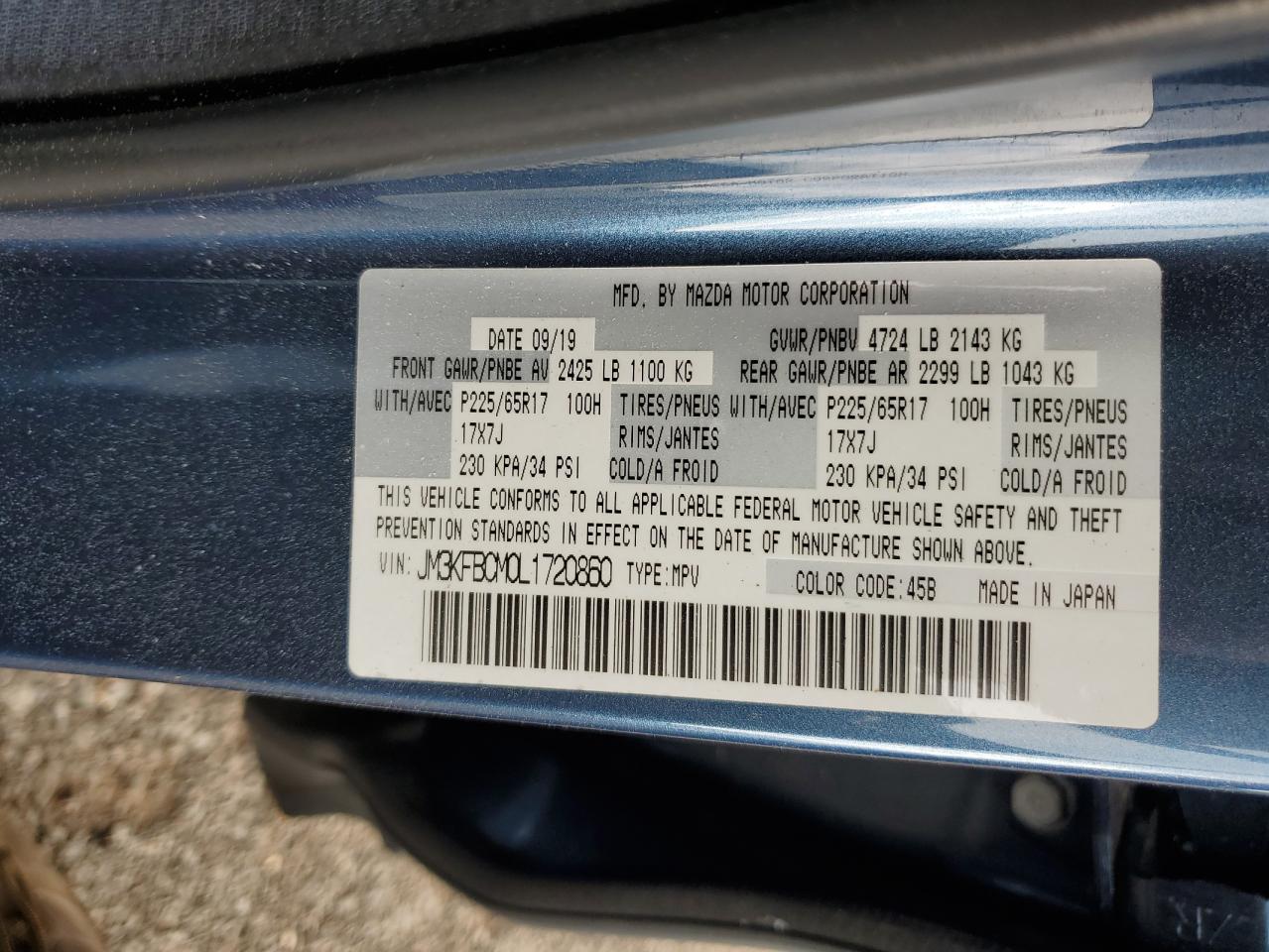 JM3KFBCM0L1720860 2020 Mazda Cx-5 Touring