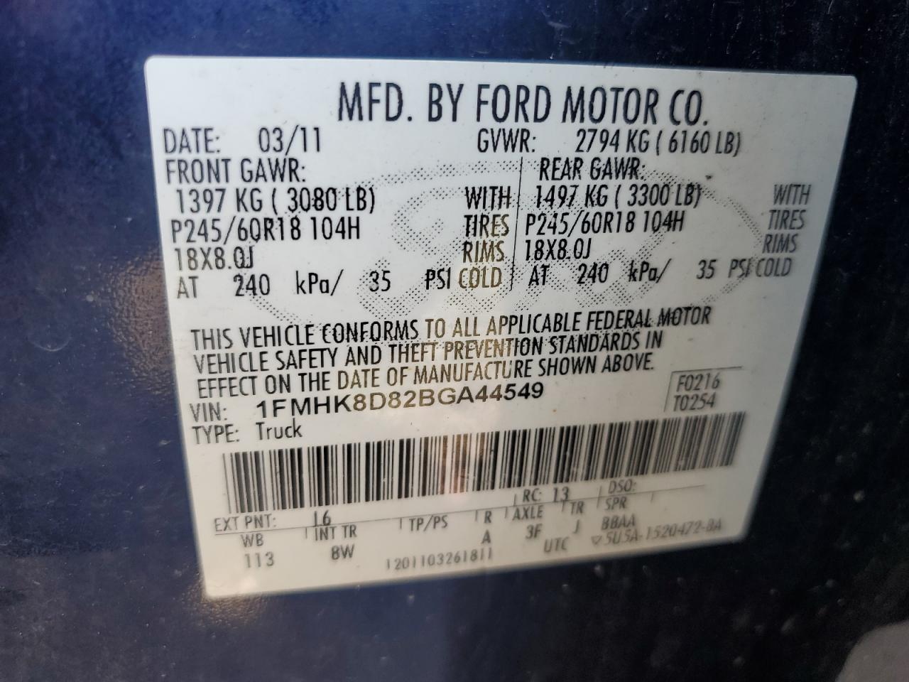 1FMHK8D82BGA44549 2011 Ford Explorer Xlt