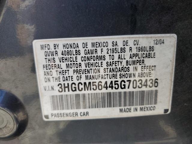 3HGCM56445G703436 2005 Honda Accord Lx