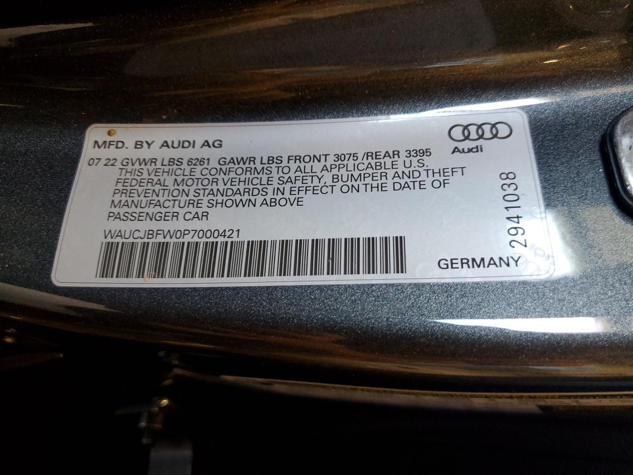 WAUCJBFW0P7000421 2023 Audi E-Tron Gt Premium Plus