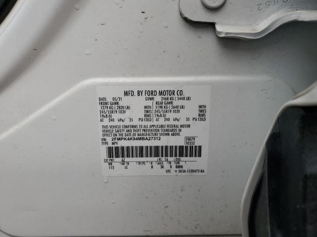 2021 Ford Edge Titanium VIN: 2FMPK4K94MBA27312 Lot: 57038764