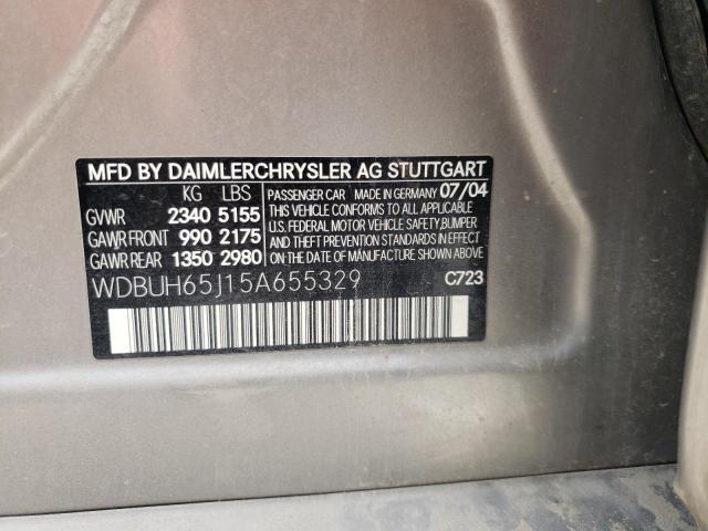 2005 Mercedes-Benz E 320 VIN: WDBUH65J15A655329 Lot: 59696284