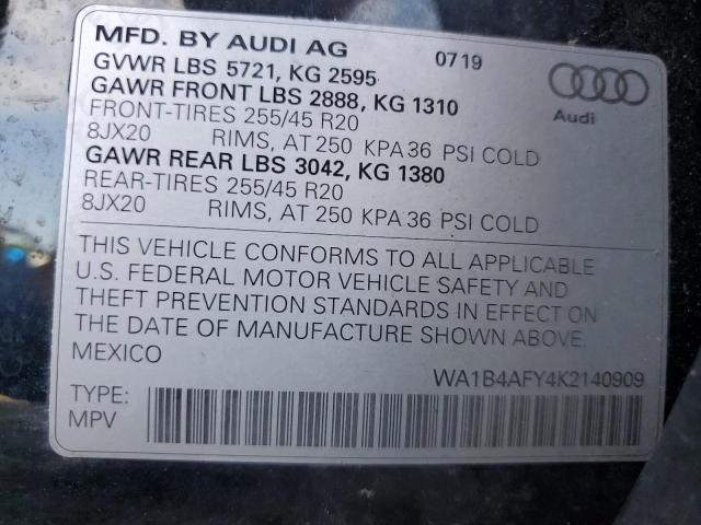 WA1B4AFY4K2140909 2019 AUDI SQ5 - Image 12