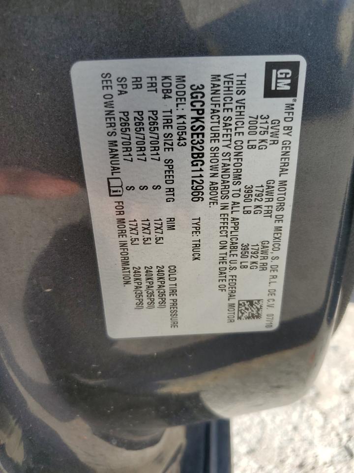 3GCPKSE32BG112966 2011 Chevrolet Silverado K1500 Lt