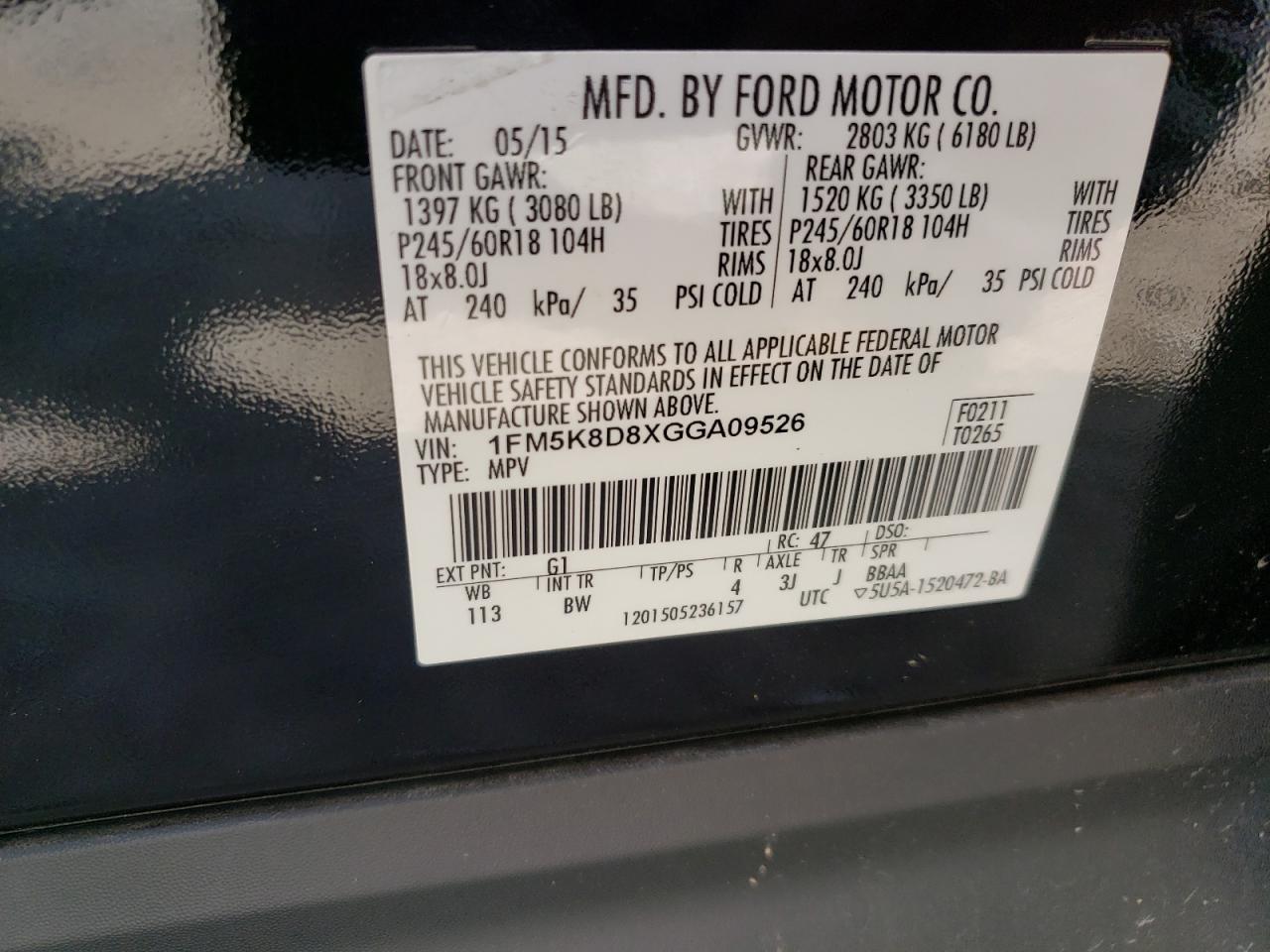 1FM5K8D8XGGA09526 2016 Ford Explorer Xlt