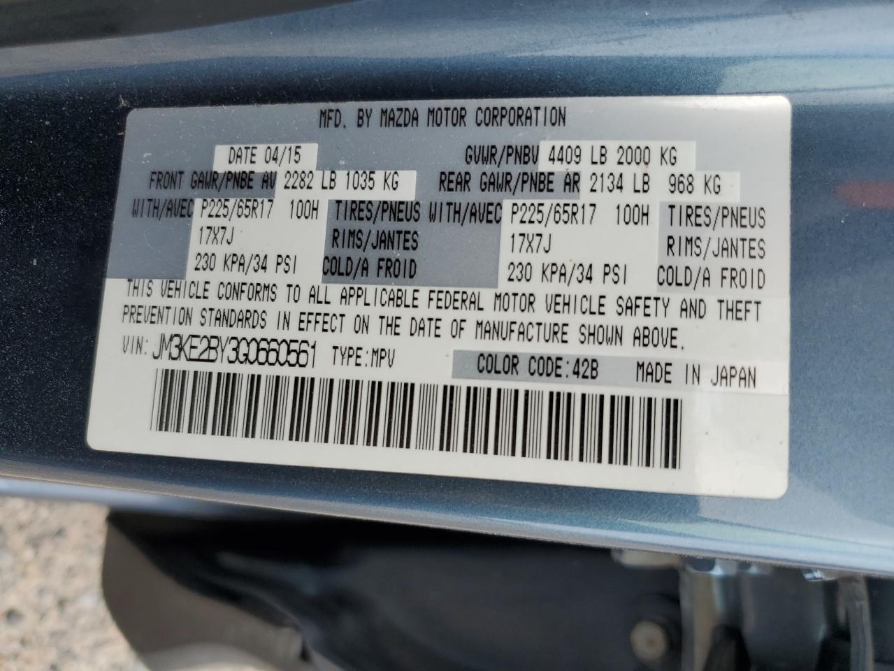 JM3KE2BY3G0660561 2016 Mazda Cx-5 Sport