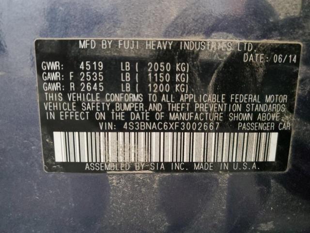 2015 Subaru Legacy 2.5I Premium VIN: 4S3BNAC6XF3002667 Lot: 57460694