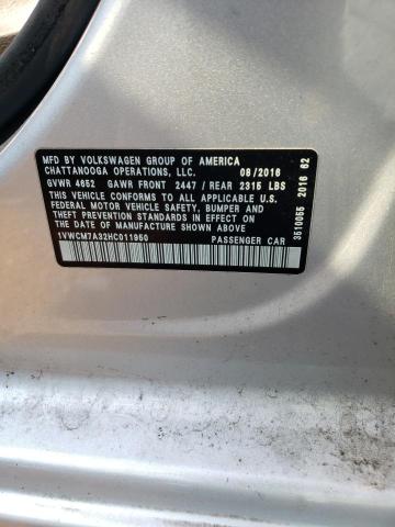 2017 Volkswagen Passat Sel Premium VIN: 1VWCM7A32HC011950 Lot: 59073904