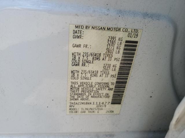 2019 Nissan Murano S VIN: 5N1AZ2MS8KN111477 Lot: 58385564