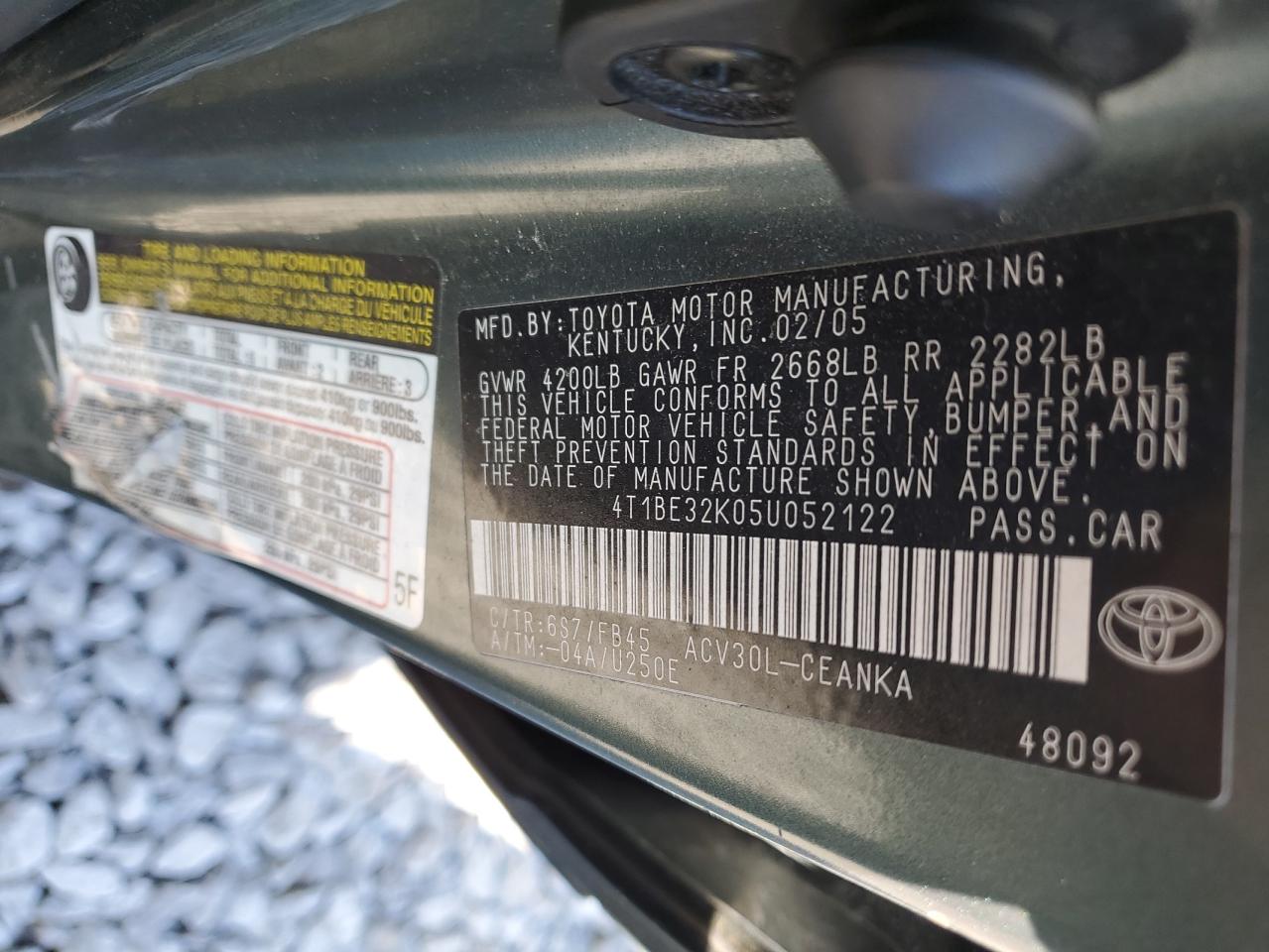 4T1BE32K05U052122 2005 Toyota Camry Le