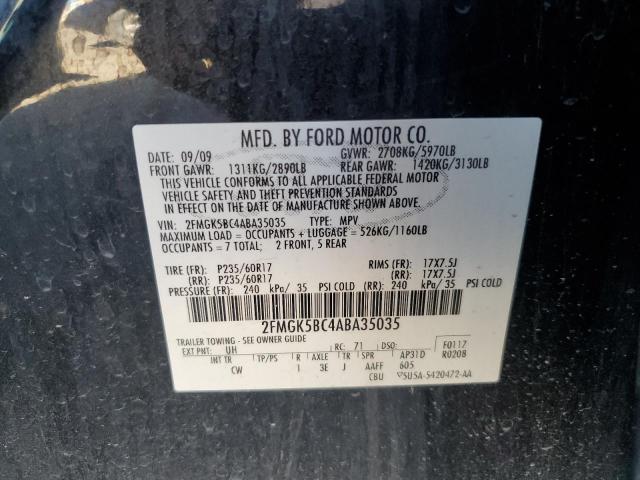 2010 Ford Flex Se VIN: 2FMGK5BC4ABA35035 Lot: 61266314