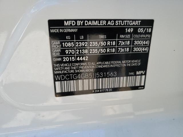 VIN WDCTG4GB5JJ531563 2018 Mercedes-Benz GLA-Class,... no.13