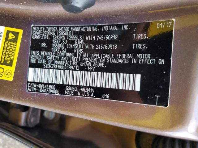 2017 Toyota Highlander Se VIN: 5TDKZRFH6HS199712 Lot: 59645554