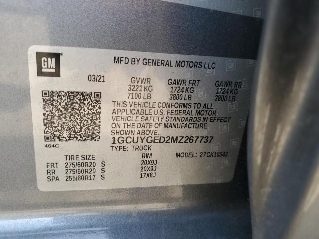 2021 Chevrolet Silverado K1500 Ltz VIN: 1GCUYGED2MZ267737 Lot: 56944764