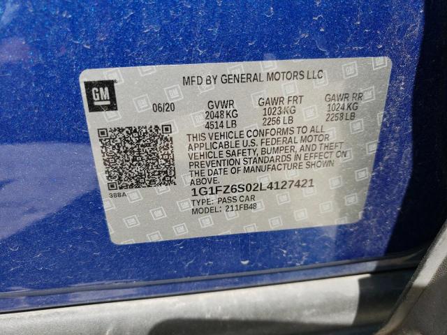 2020 Chevrolet Bolt Ev Premier VIN: 1G1FZ6S02L4127421 Lot: 57620444