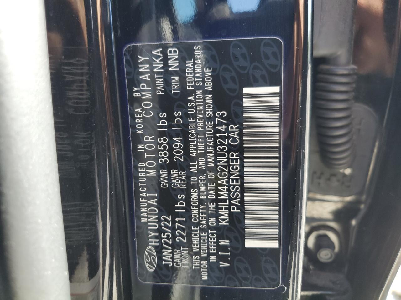 KMHLM4AG2NU321473 2022 Hyundai Elantra Sel