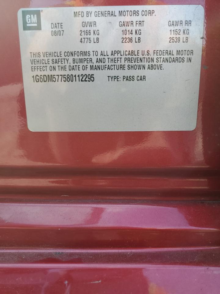 1G6DM577580112295 2008 Cadillac Cts