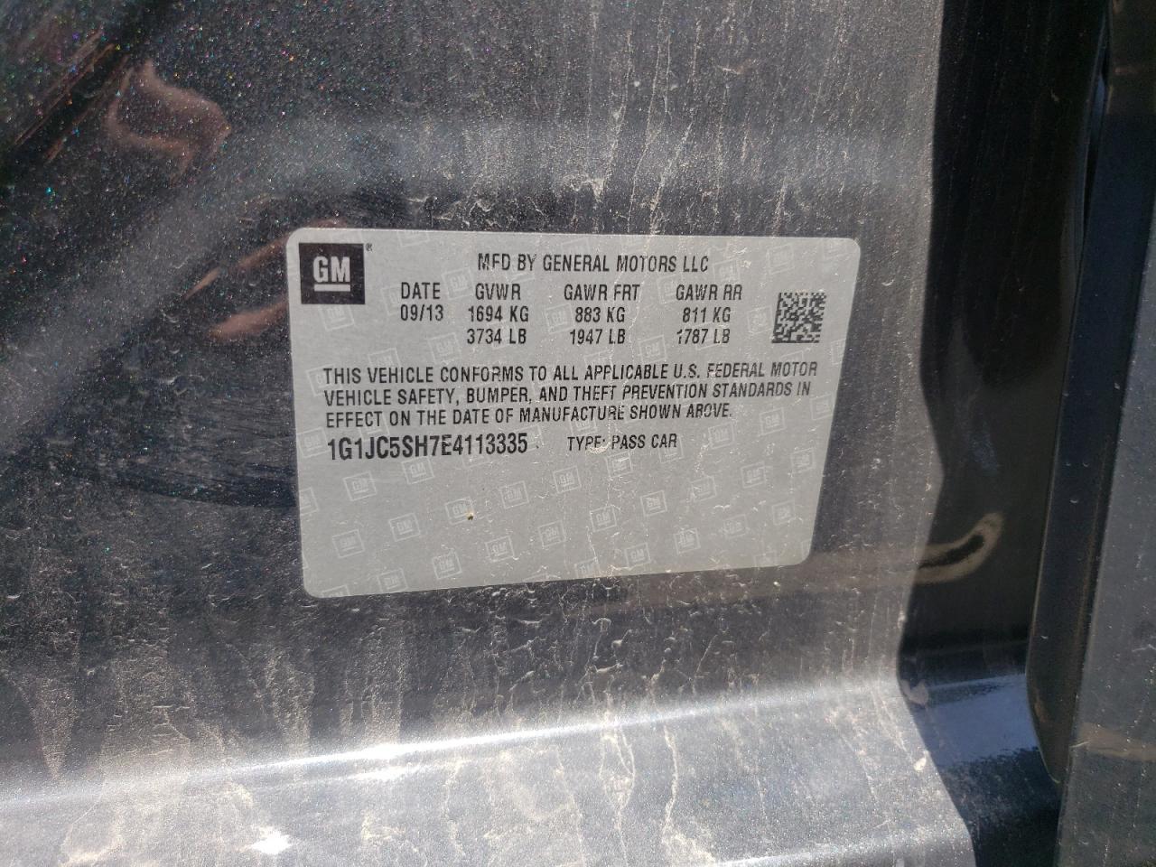 1G1JC5SH7E4113335 2014 Chevrolet Sonic Lt