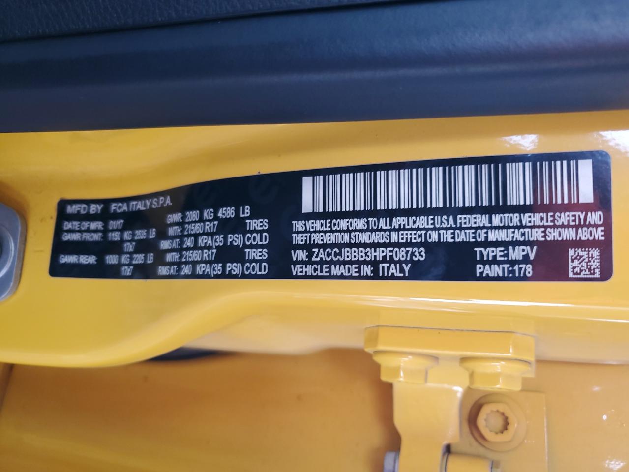 ZACCJBBB3HPF08733 2017 Jeep Renegade Latitude