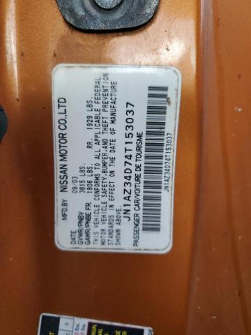 2004 Nissan 350Z Coupe VIN: JN1AZ34D74T153037 Lot: 59997544