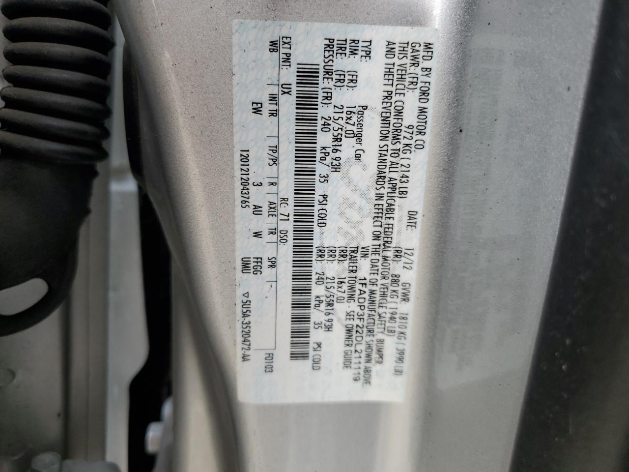 1FADP3F22DL211119 2013 Ford Focus Se