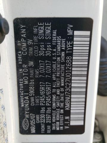 2007 Hyundai Veracruz Gls VIN: KM8NU73C27U012688 Lot: 59797514