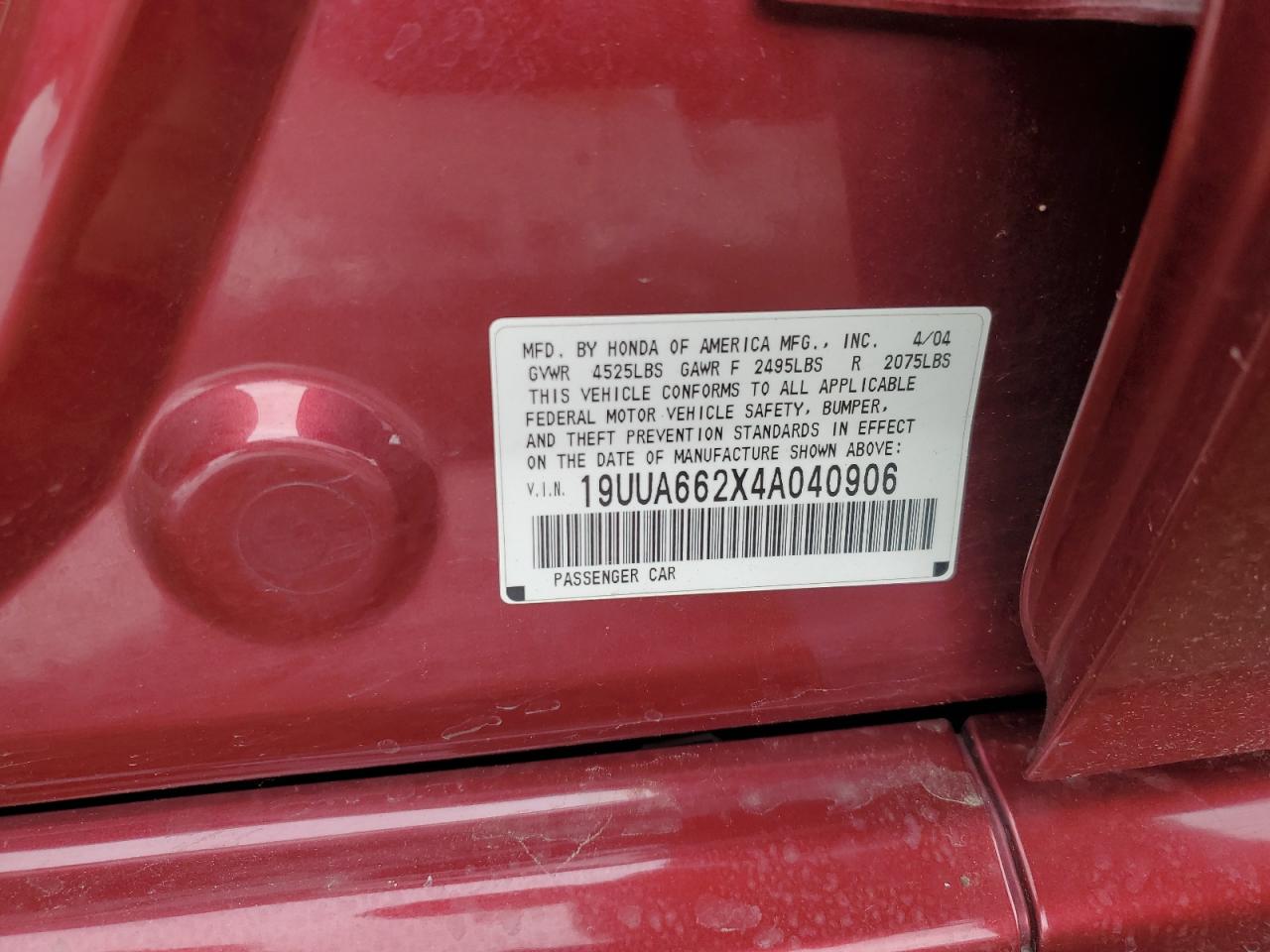 19UUA662X4A040906 2004 Acura Tl