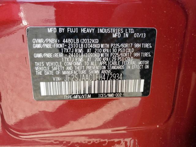 2014 Subaru Forester 2.5I VIN: JF2SJAAC1EH472934 Lot: 57170104