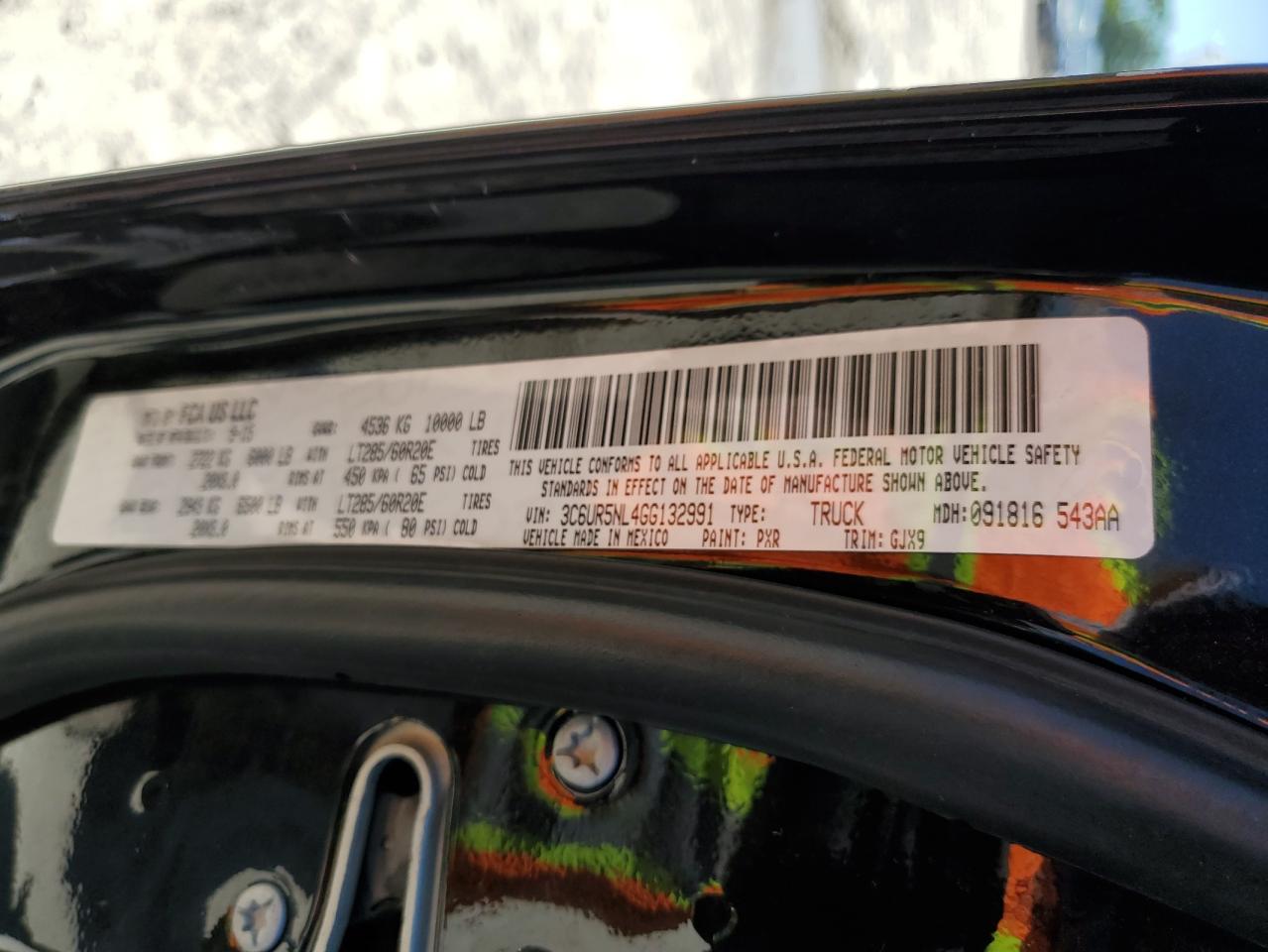 3C6UR5NL4GG132991 2016 Ram 2500 Laramie