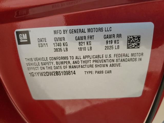 2011 Chevrolet Corvette Grand Sport VIN: 1G1YW2DW2B5109814 Lot: 59333534